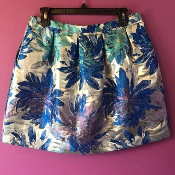 NWTNEW WITH TAGS KIIND METALLIC‎ FLORAL SKIRT BUBBLE SKATER SZ 14 - Picture 6 of 12